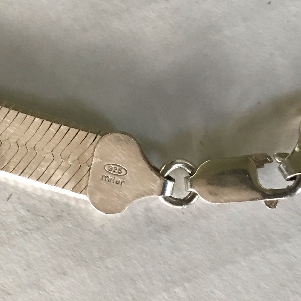 14K & Sterling Silver Herringbone Necklace - Picture 8 of 9